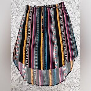 SHEIN High Low Multicolor Stripe Midi Skirt Size L NWT